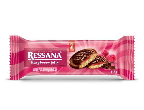 RESSANA Soft biscuit with raspberry jelly and chocolate topping 115g