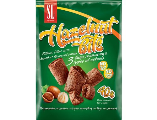 Hazelnut Bits – Cereal pillows filled with hazelnut flavoured cream 40g