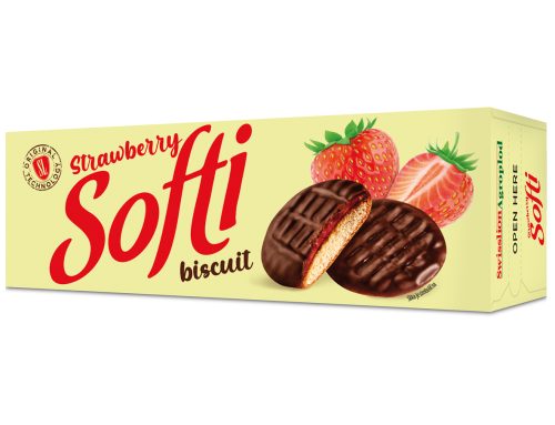 Maxi Softy biscuit with strawberry jelly and chocolate coating 115g